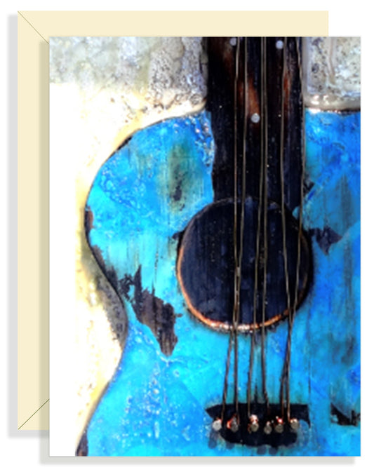 Closeup Blue Guitar Greeting Card