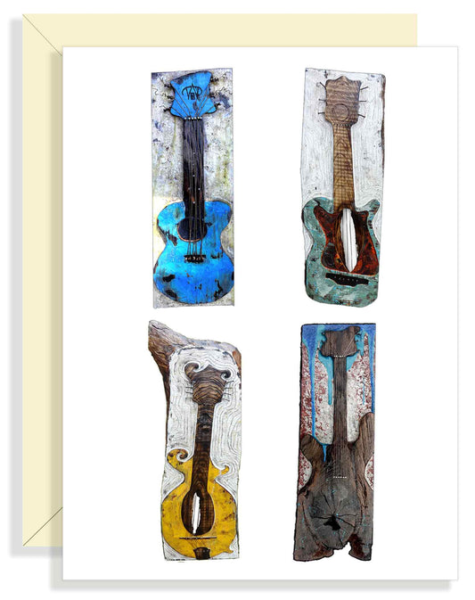 Four Guitar Greeting Card